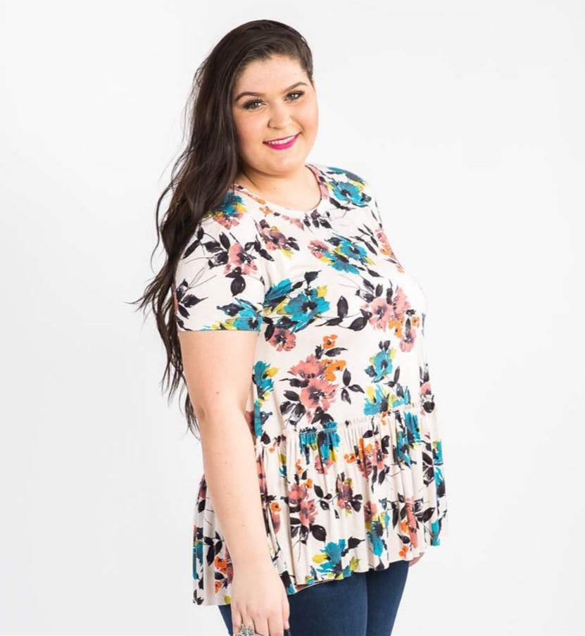 Easy Days Relaxed Ruffle Tee Blushing Bouquet
