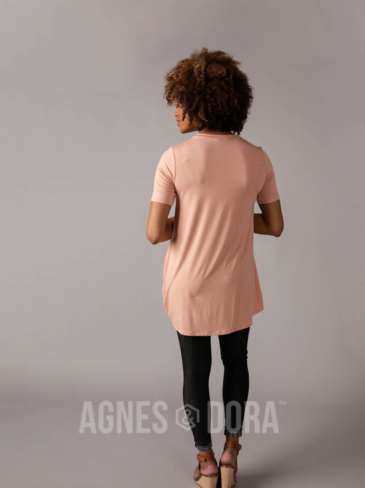 Porchside Side Knot Tunic Half Sleeve Canyon Rose
