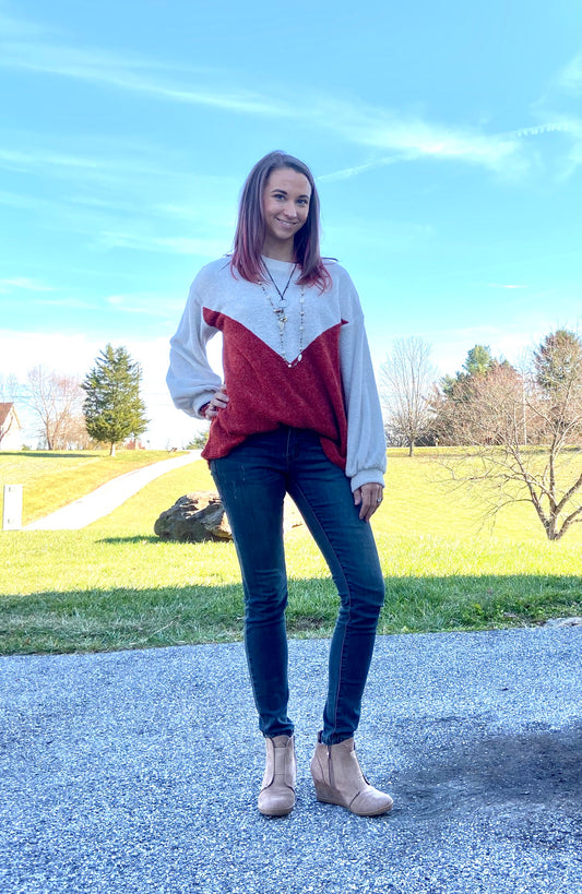 The Harvest Chevron Rust & Cream Sweater