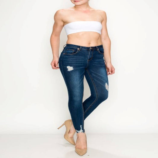 The Smoky Ridge Dark Indigo Raw-Hem Jeans
