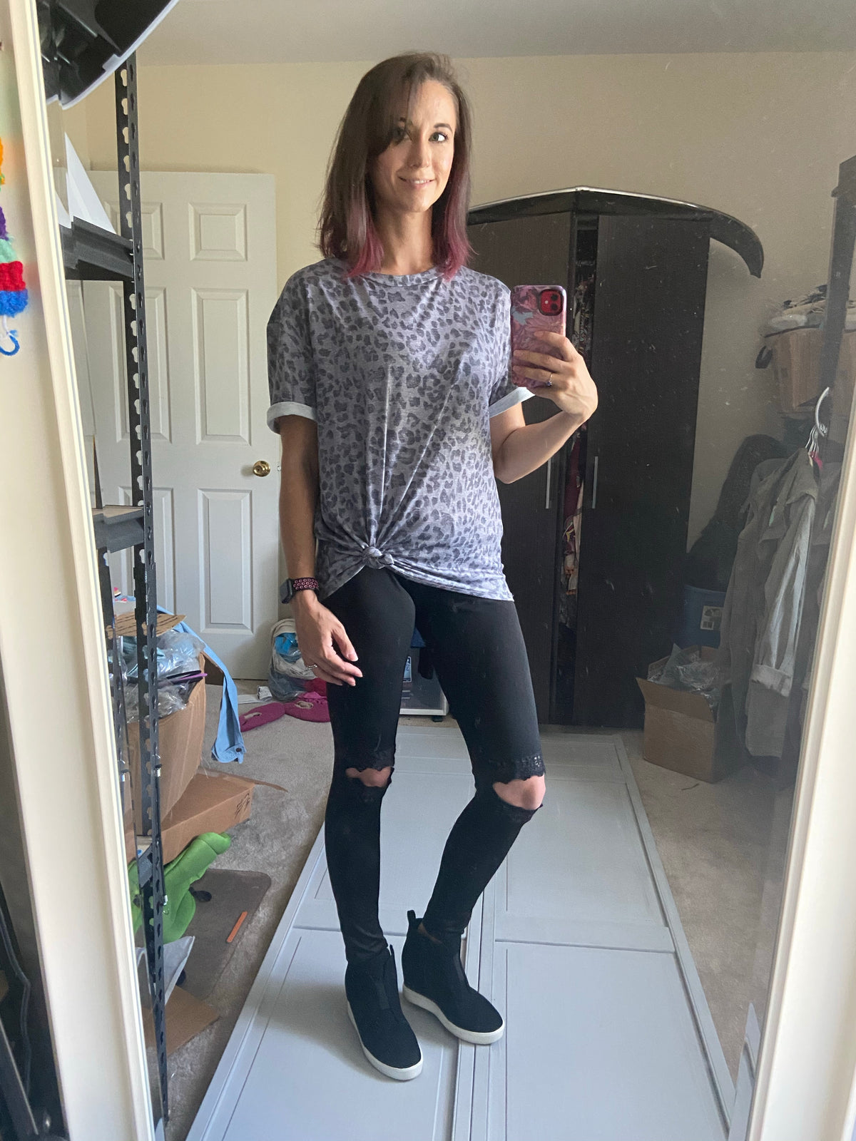 The Elowen Lace-Knee Distressed Leggings