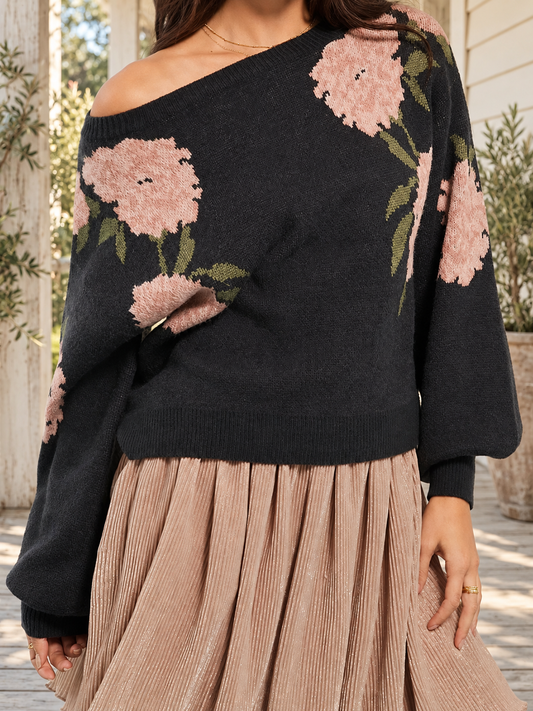 The Briar Rose Floral Drop-Shoulder Sweater — Sparrow & Hearth rustic product photography