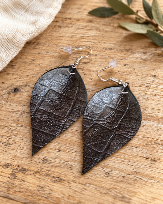 The Maren Handmade Leather Earrings — Sparrow & Hearth rustic product photography