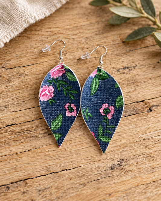 The Camille Handmade Leather Earrings — Sparrow & Hearth rustic product photography