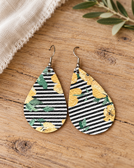 The Adeline Handmade Leather Earrings — Sparrow & Hearth rustic product photography