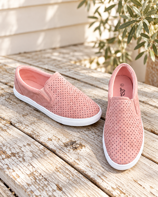 The Blush Suede Everyday Sneakers — Sparrow & Hearth rustic product photography