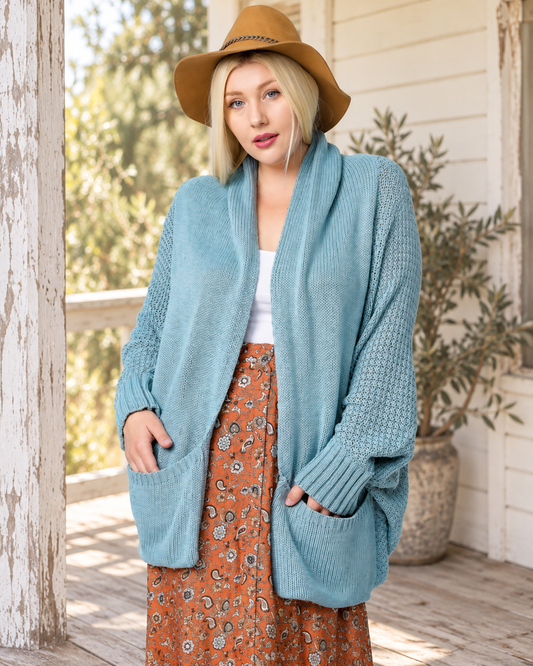 The Seaglass Dolman Knit Cardigan — Sparrow & Hearth rustic product photography