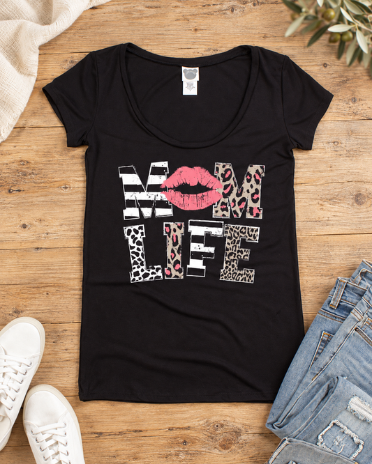 The Mama Wild Leopard Lipstick Graphic Tee — Sparrow & Hearth rustic product photography