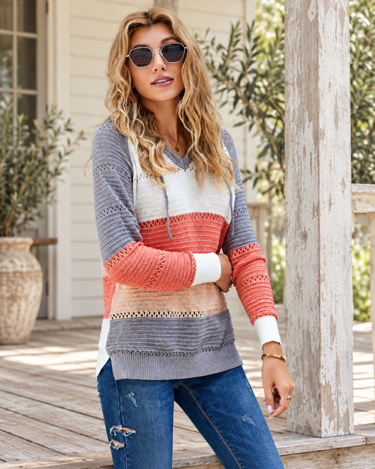 The Coral Cove Knit Hoodie — Sparrow & Hearth rustic product photography
