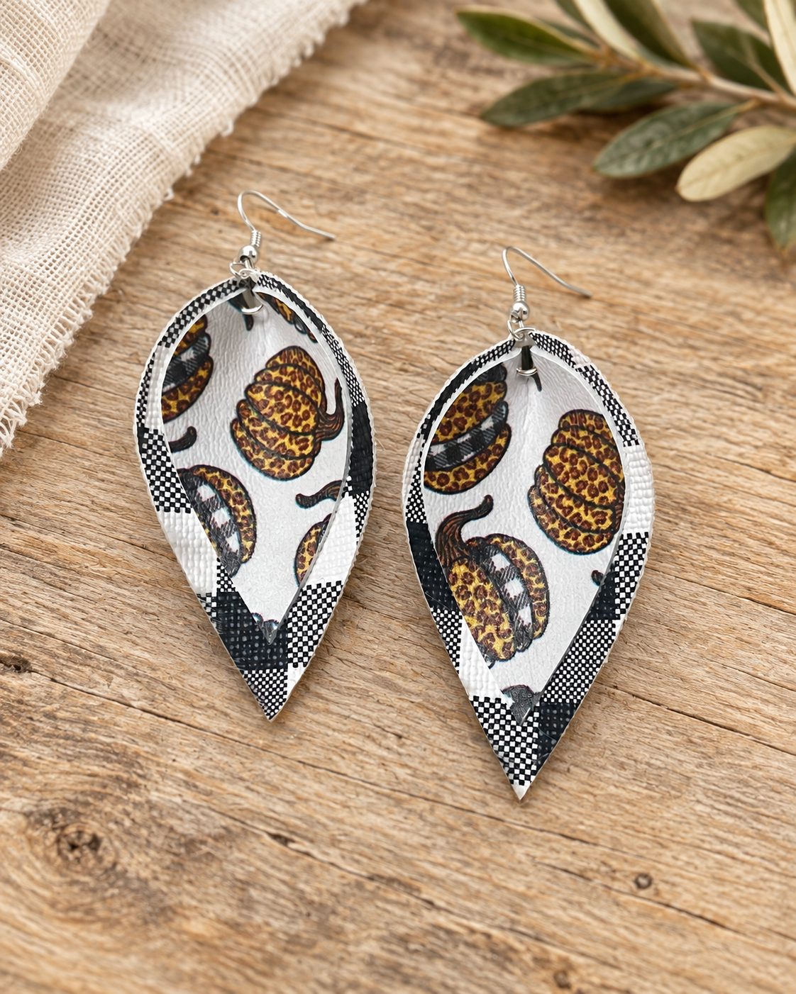 The Pumpkin Patch Plaid Earrings — Sparrow & Hearth rustic product photography