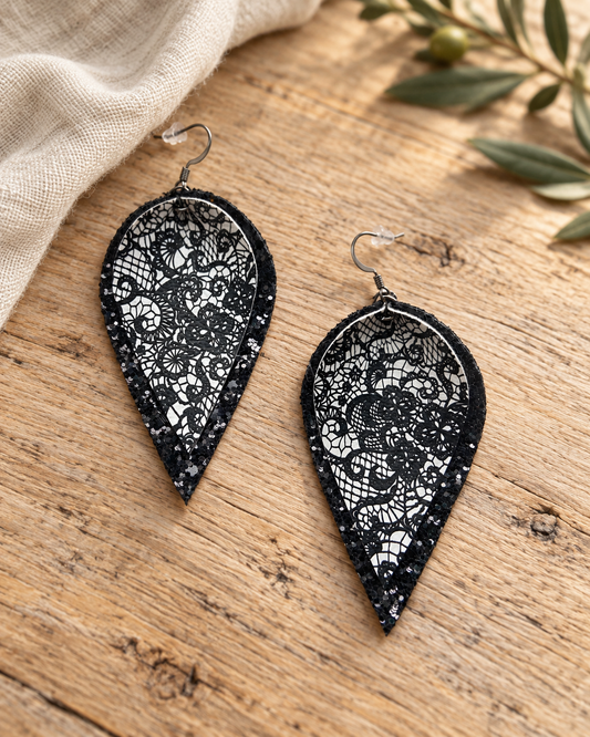 The Starlace Sparkle Layered Earrings — Sparrow & Hearth rustic product photography