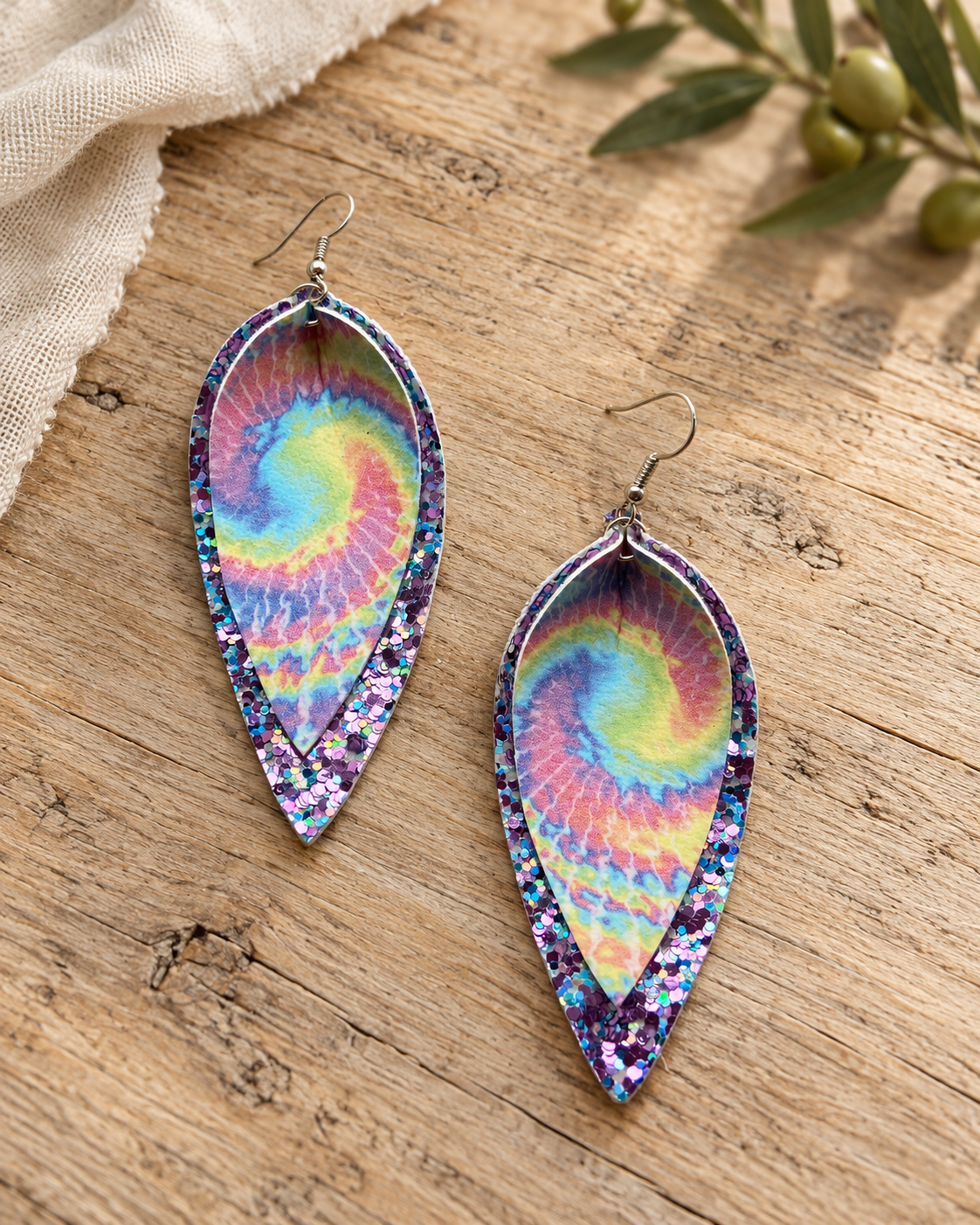 The Twinkle Tie-Dye Layered Earrings — Sparrow & Hearth rustic product photography