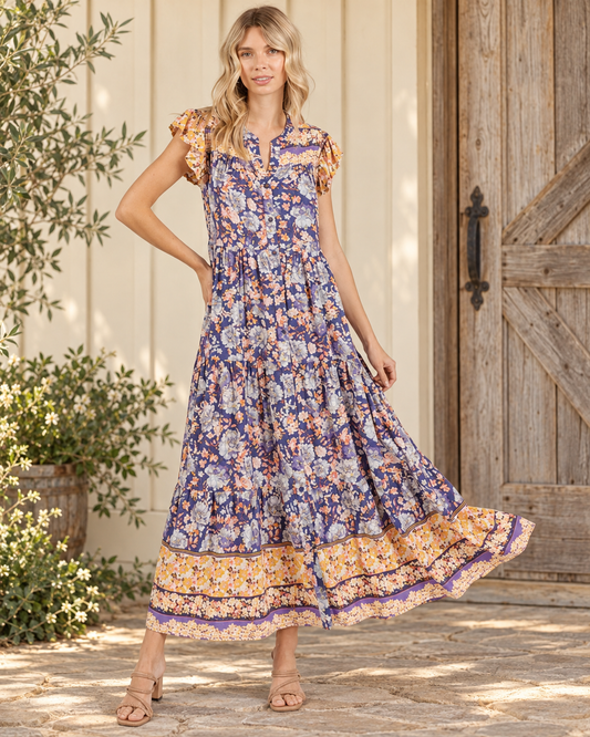 The Songbird Floral Maxi Dress — Sparrow & Hearth rustic product photography