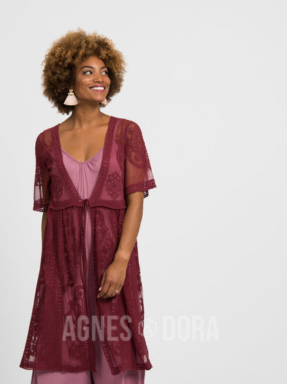Heirloom Vintage Lace Duster Black Cherry