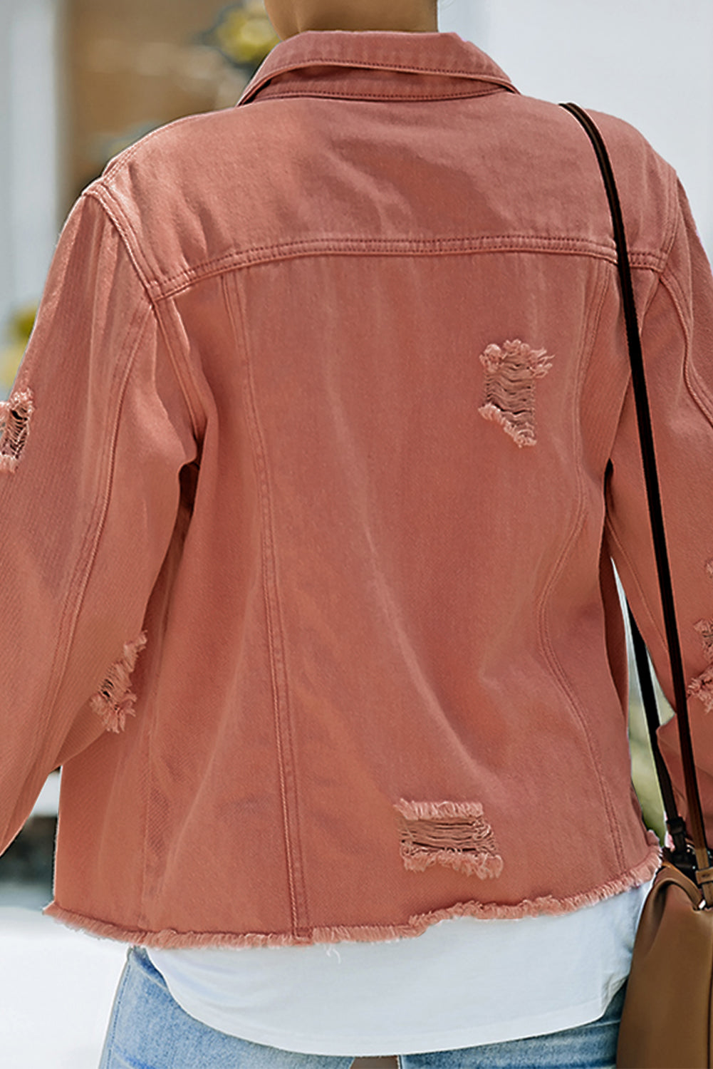 The Willa Distressed Raw-Hem Denim Jacket