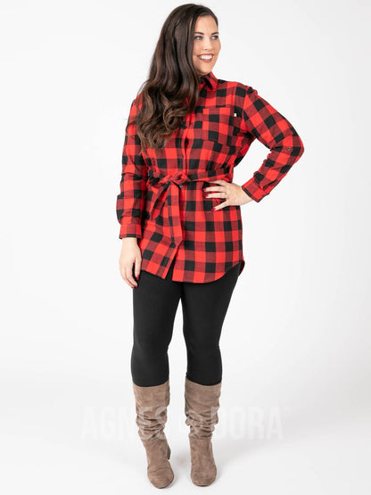 Cabin Days Flannel Tunic Buffalo Check Red/Black