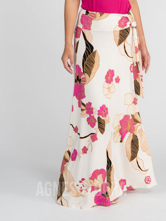 Meadow Walk Wrap Maxi Skirt Vintage Botanical