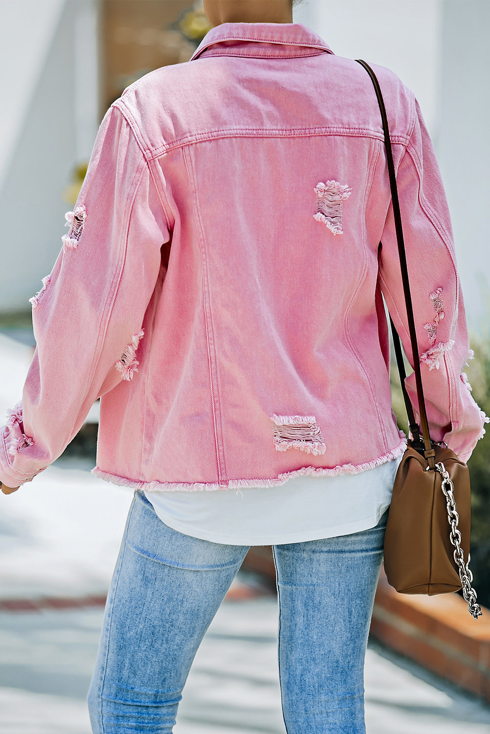 The Willa Distressed Raw-Hem Denim Jacket