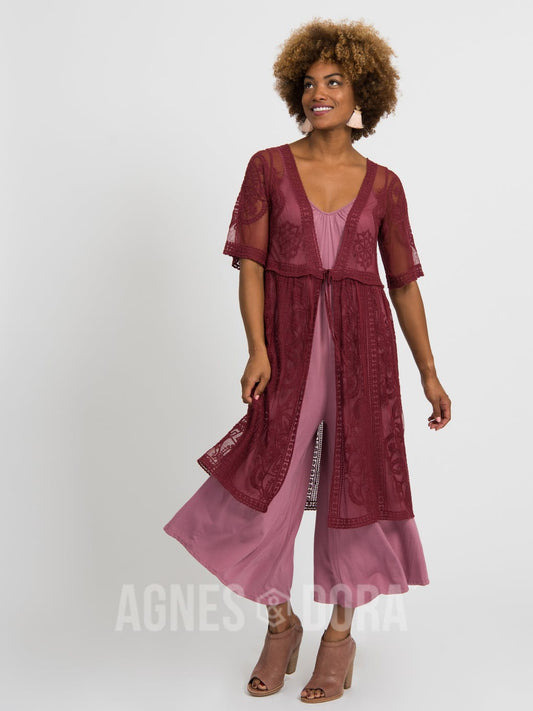 Heirloom Vintage Lace Duster Black Cherry