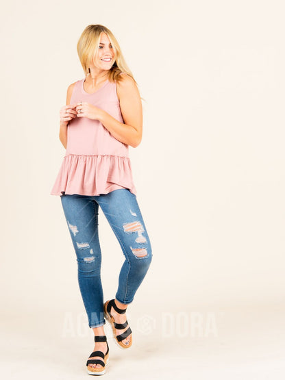 Easy Days Relaxed Ruffle Tank Bellini