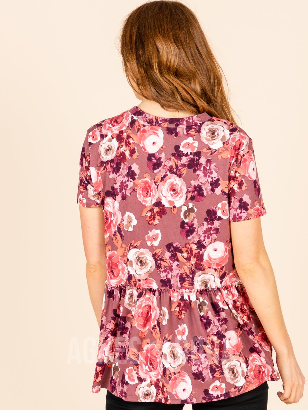 Easy Days Relaxed Ruffle Tee Mauve Floral