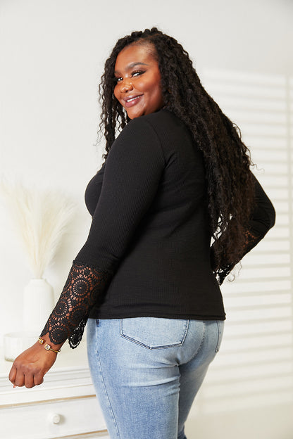 The Lucille Crochet Lace-Hem Button Top