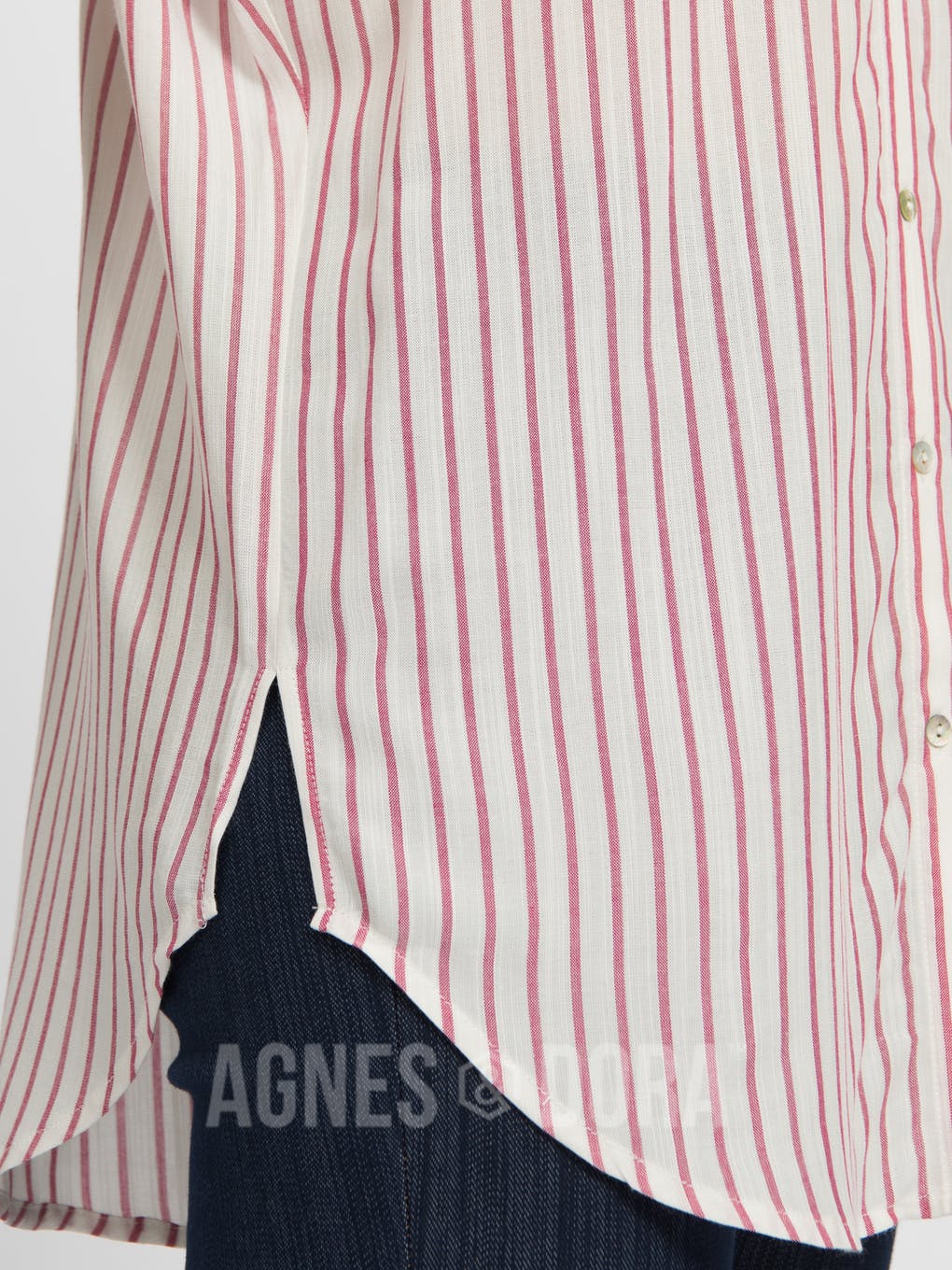 The Rosalie Raspberry Stripe Button-Down Top