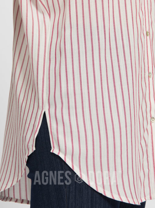 The Rosalie Raspberry Stripe Button-Down Top