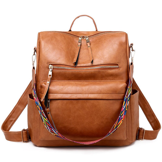 Everyday Charm Retro Large Backpack PU Leather With Shoulder Strap