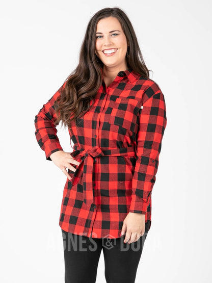 Cabin Days Flannel Tunic Buffalo Check Red/Black