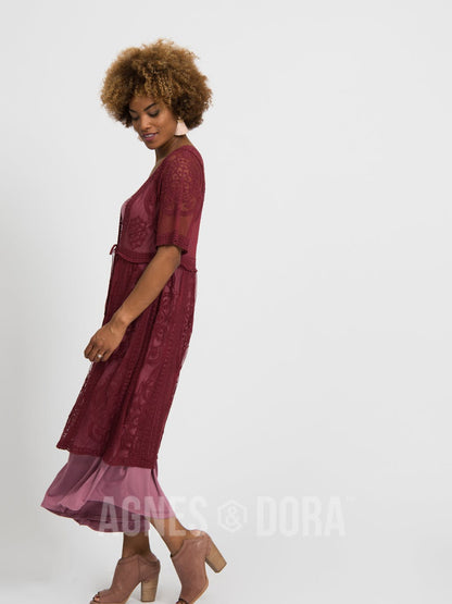 Heirloom Vintage Lace Duster Black Cherry