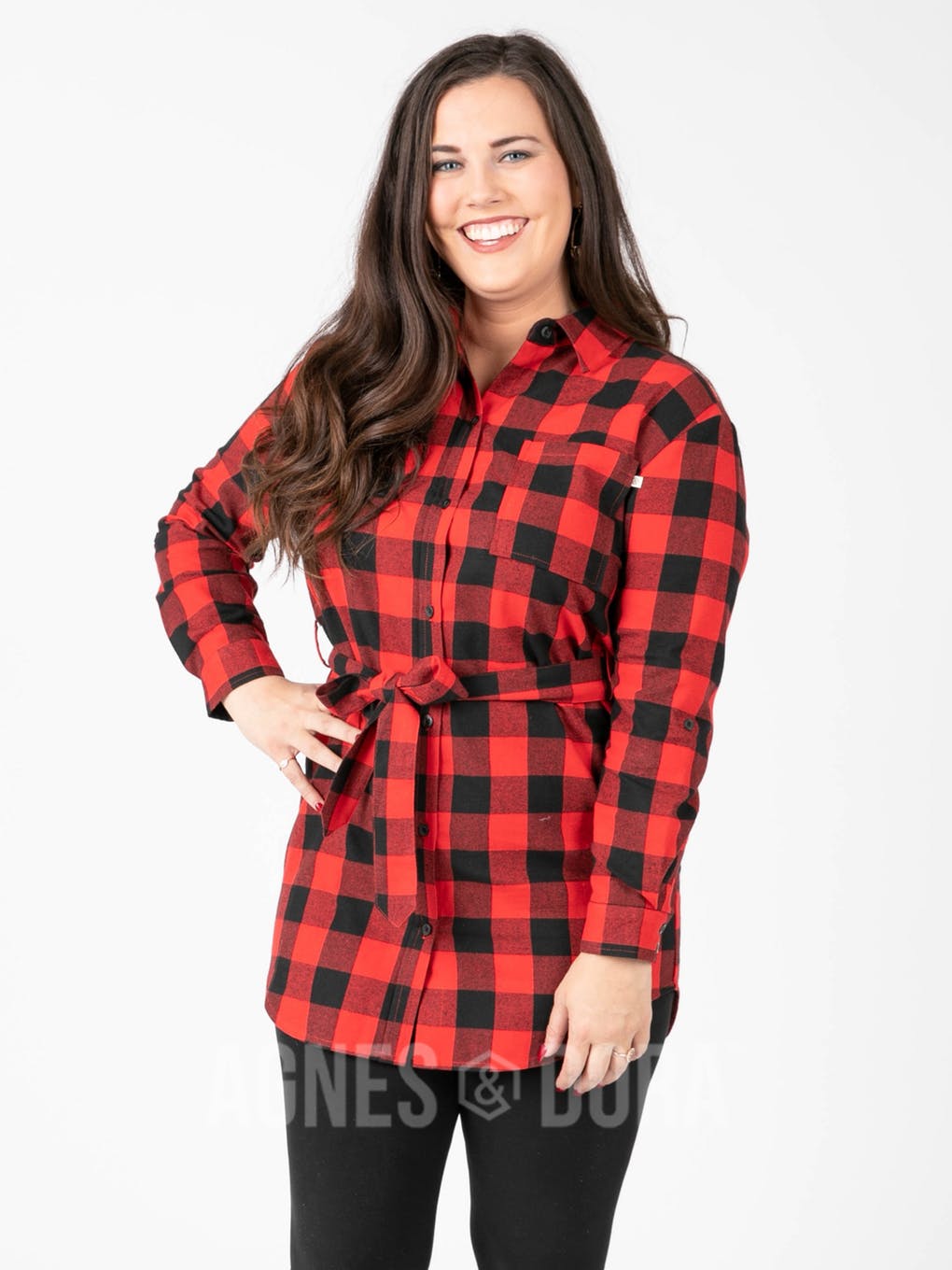 Cabin Days Flannel Tunic Buffalo Check Red/Black