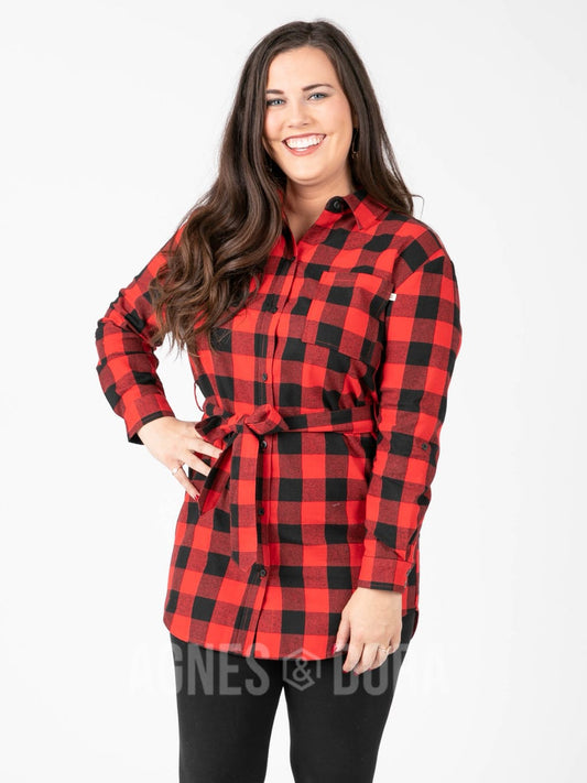 Cabin Days Flannel Tunic Buffalo Check Red/Black