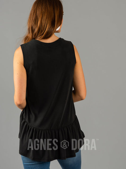 Daybreak Gathered Tank Black