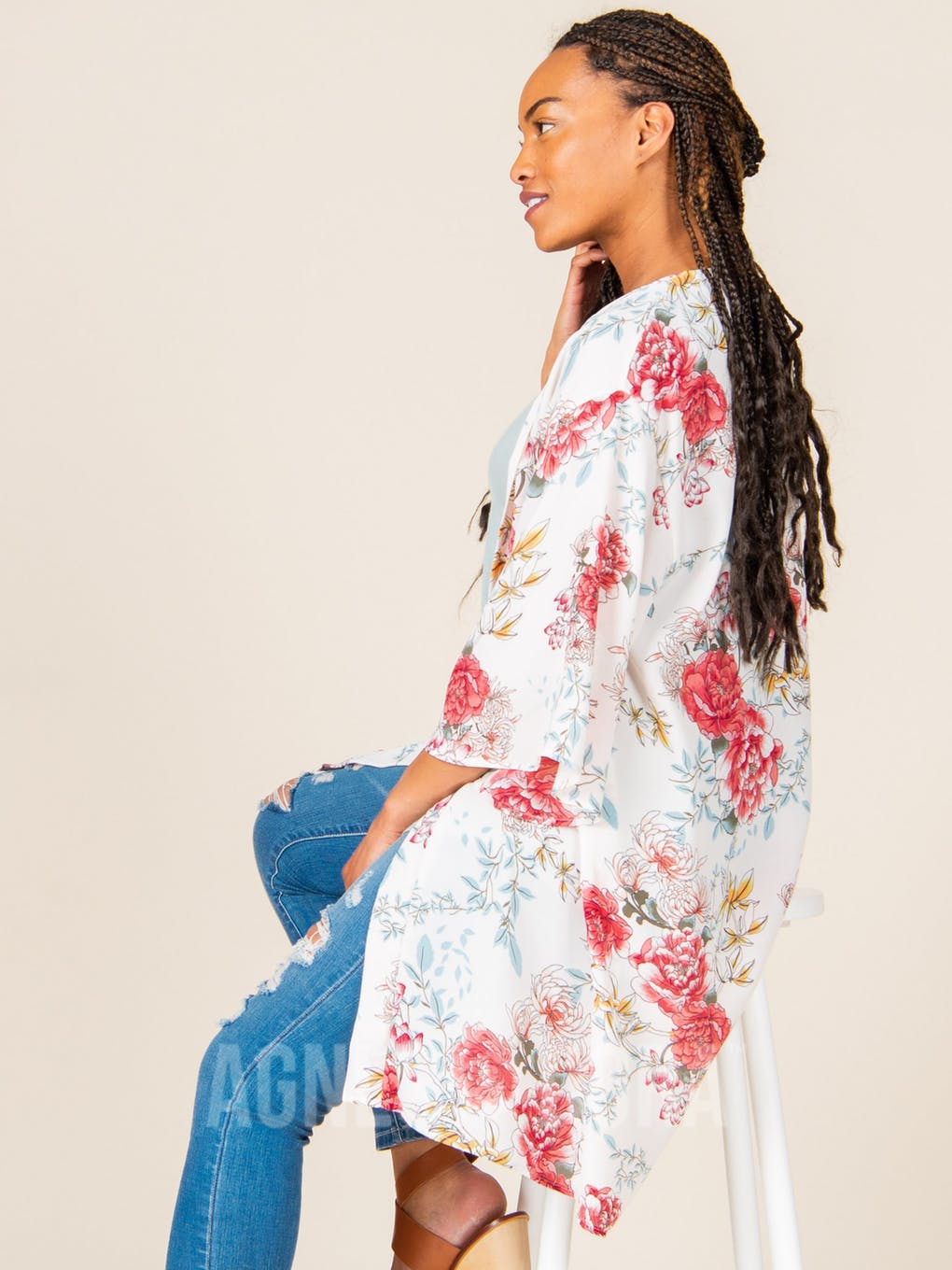 Meadow Walk Kimono Ivory Floral