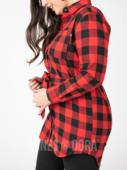 Cabin Days Flannel Tunic Buffalo Check Red/Black