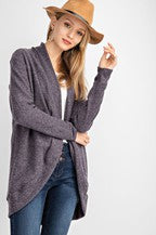 The Charcoal Tulip-Hem Hacci Cardigan