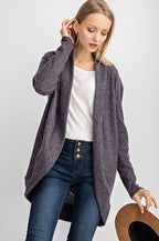 The Charcoal Tulip-Hem Hacci Cardigan