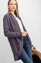 The Charcoal Tulip-Hem Hacci Cardigan