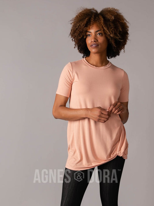 Porchside Side Knot Tunic Half Sleeve Canyon Rose