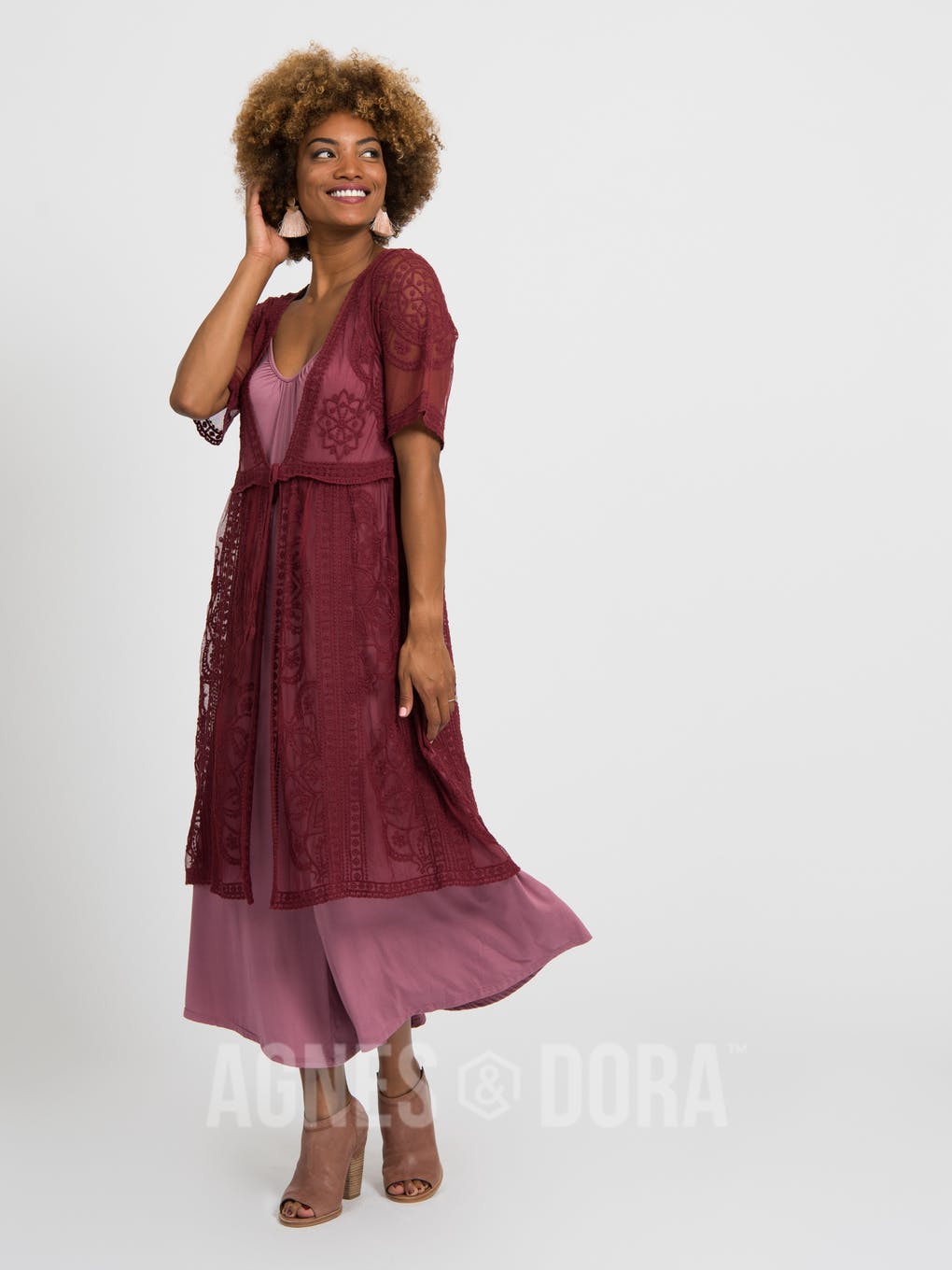 Heirloom Vintage Lace Duster Black Cherry