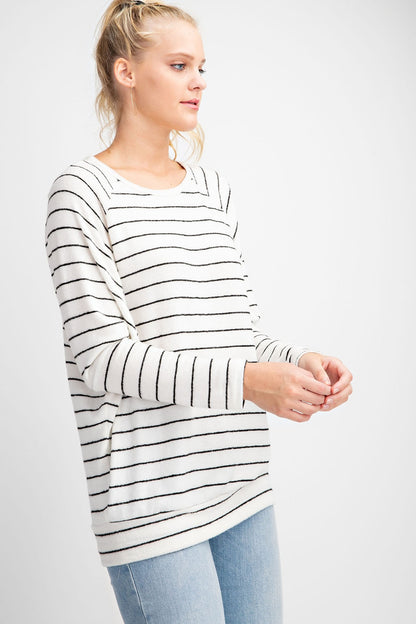 The Lennon Black & White Raglan Stripe Top