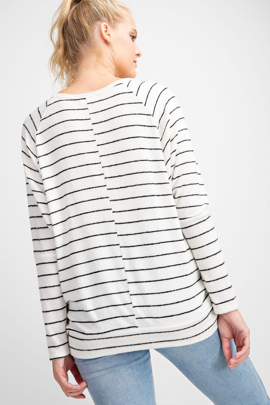 The Lennon Black & White Raglan Stripe Top