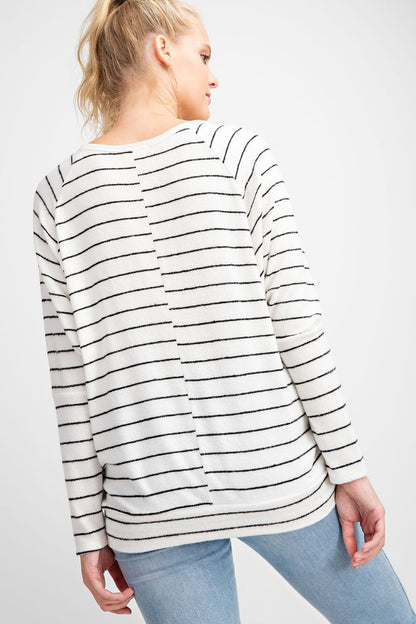 The Lennon Black & White Raglan Stripe Top