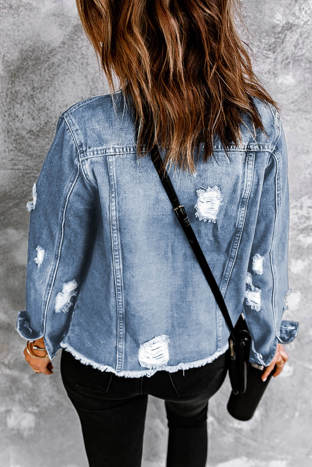 The Willa Distressed Raw-Hem Denim Jacket
