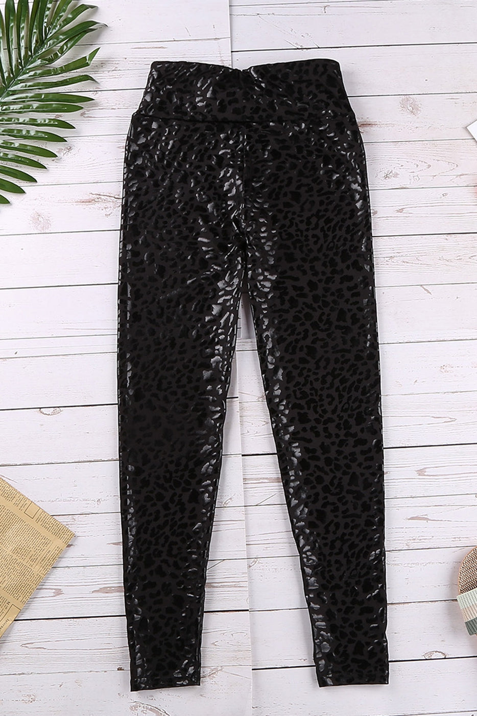 The Onyx Leopard-Textured Leggings