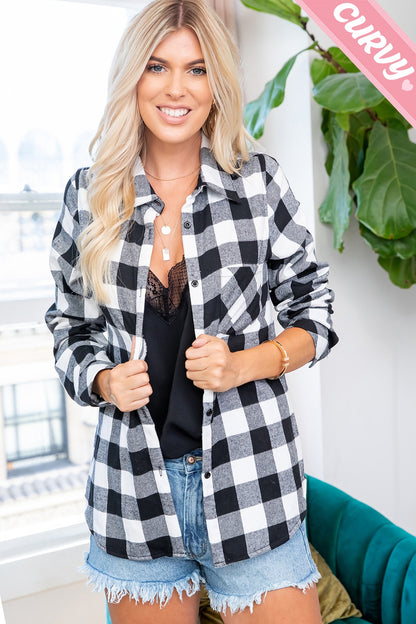 The Northwood Black & White Fleece-Lined Plaid Flannel