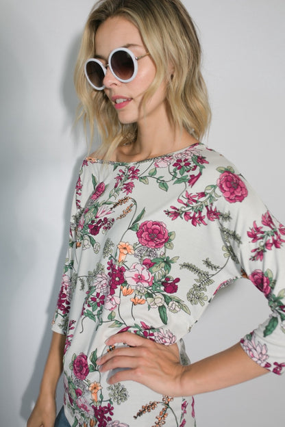The Camellia Floral One-Shoulder Dolman Top