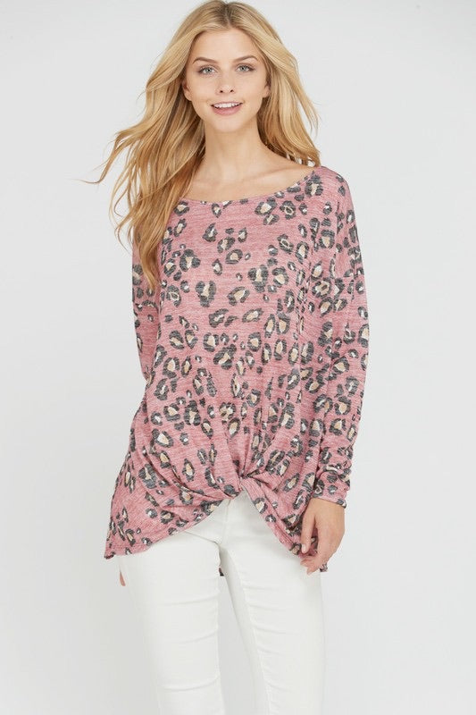 The Ember Animal-Print Twist-Front Top