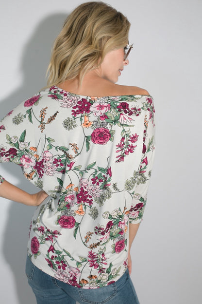 The Camellia Floral One-Shoulder Dolman Top